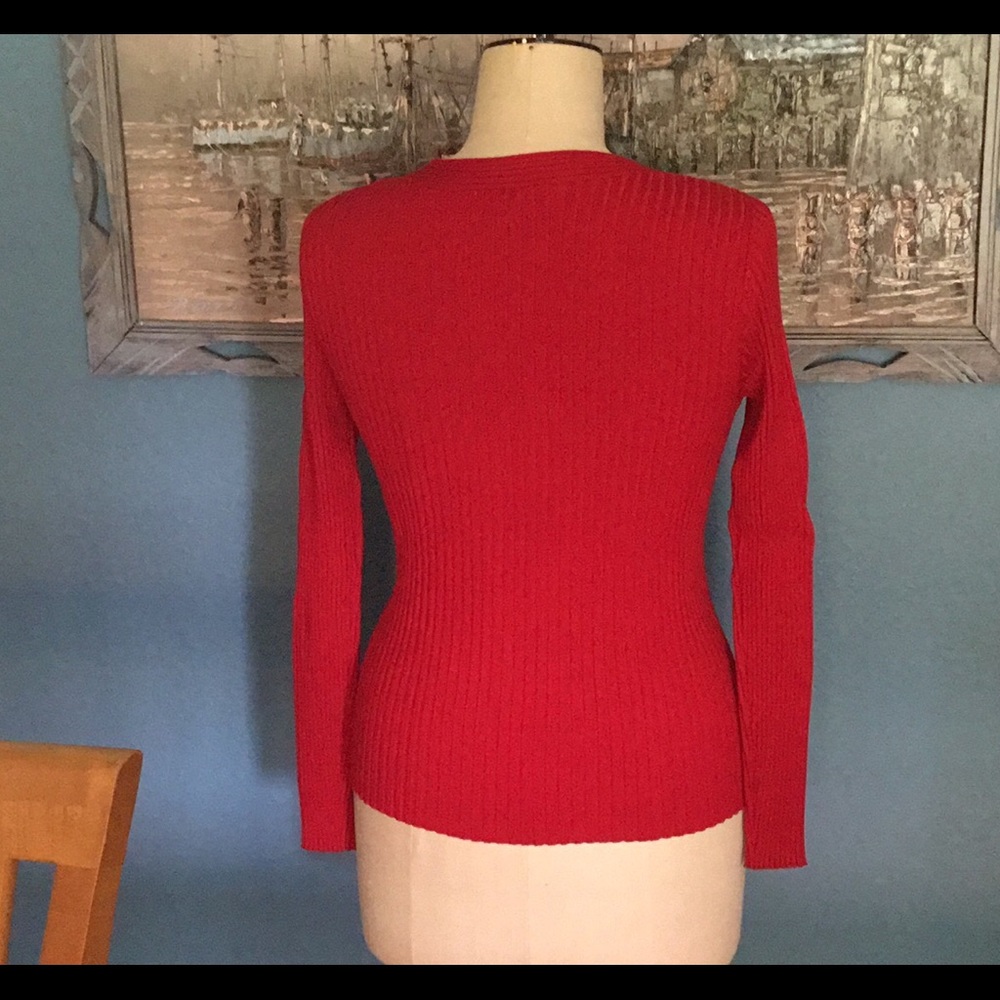 Silk Ribbed Knit Red - Picture 3 of 4